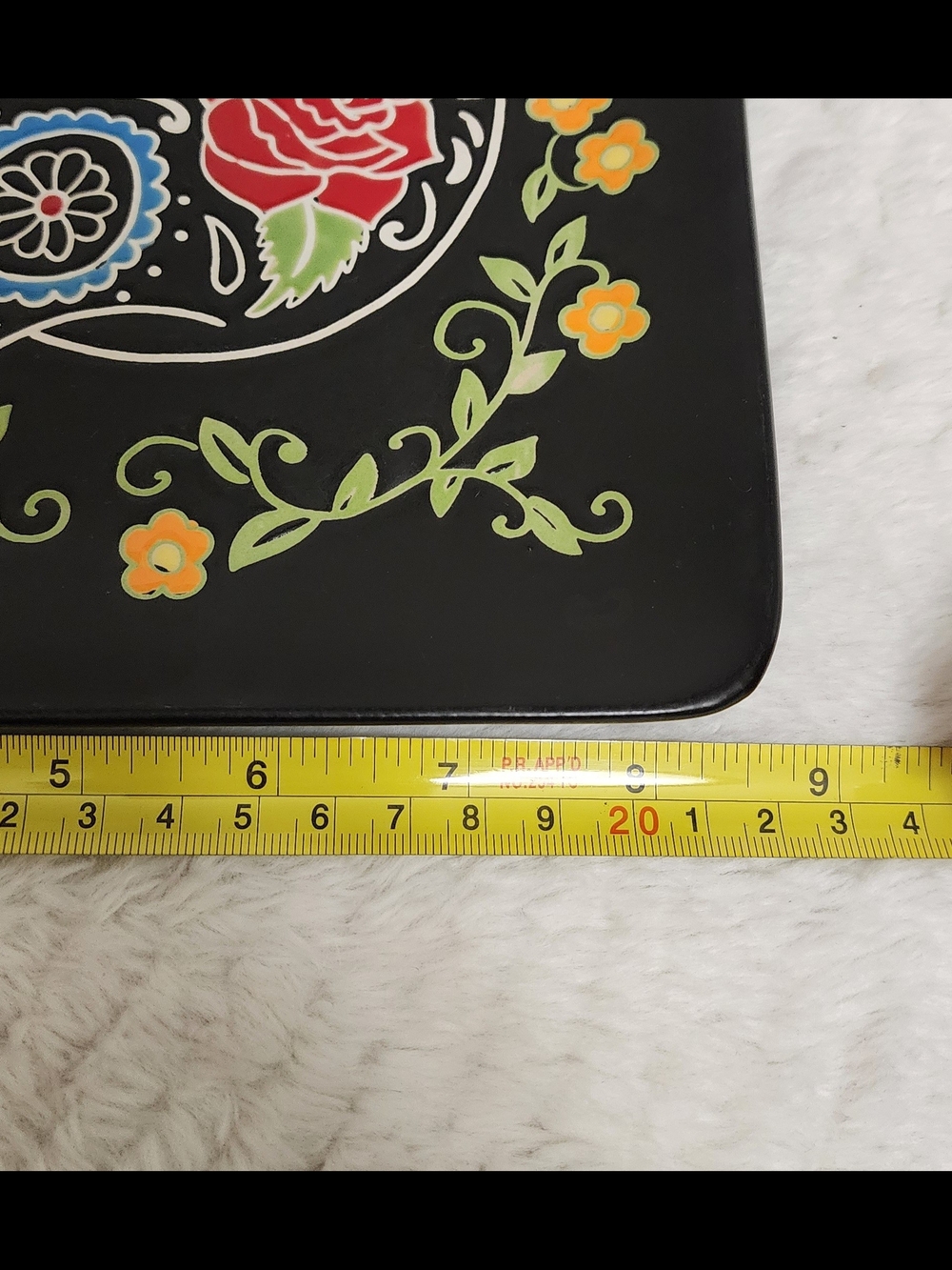 HALLOWEEN BLACK SUGAR SKULL SNACK PLATE SERVING PLATE-EMBOSSED COLORING! - Picture 6 of 6
